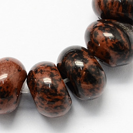 Honeyhandy Natural Mahogany Obsidian Beads Strands, Rondelle Shaped, Coconut Brown, 8x5mm, Hole: 1mm, about 60~65pcs/strand, 15.7 inch