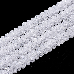 Honeyhandy Synthetic Crackle Quartz Beads Strands, Rondelle, White, 8~8.5x4.5~6mm, Hole: 1.2mm, about 87pcs/strand, 15.5 inch