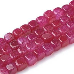 Honeyhandy Natural Agate Beads Strands, Dyed, Cube, Medium Violet Red, 7.5~8x7~7.5x7~7.5mm, Hole: 1mm, about 50pcs/strand, 14.5 inch