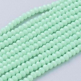 Arricraft Imitation Jade Glass Beads Strands, Faceted, Rondelle, Aquamarine, 3x2~2.5mm, Hole: 0.5mm, about 186~190pcs/strand, 17 inches