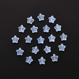 Honeyhandy 20Pcs Transparent Glass Beads, Star, Light Sky Blue, 8x8.5x4.5mm, Hole: 1mm