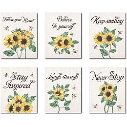 CREATCABIN Sunflower Inspirational Wall Art Motivational Art Poster Prints Positive Quotes Daily Affirmations Modern for Men Women Room Home Office Decor Set of 6 Unframed 8x10inch