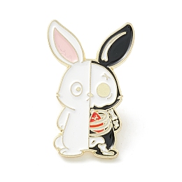 Honeyhandy Skeleton Rabbit Enamel Pin, Halloween Alloy Brooch for Backpack Clothes, Light Gold, Colorful, 29x18.5x2mm, Pin: 1mm