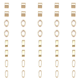 CHGCRAFT 40Pcs 2 Styles Brass Slide Charms/Slider Beads, For Leather Cord Bracelets Making, Oval, Real 18K Gold Plated, 5~9x3.5~6x3.5~4.5mm, Hole: 2.5~3x5~7mm, 20pcs/style