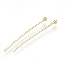 Honeyhandy Brass Ball Head Pins, Real 18K Gold Plated, 24x0.5mm, 24 Gauge, Head: 2mm