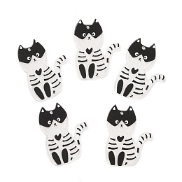 Honeyhandy Acrylic Pendants, for Halloween, Cat, White, 39x30x2mm, Hole: 1.5mm