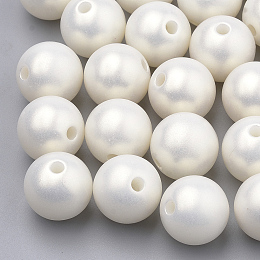 Honeyhandy Spray Painted Style Acrylic Beads, Rubberized, Round, Creamy White, 8mm, Hole: 1mm, about 1800pcs/500g