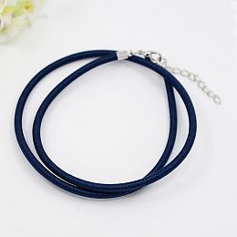 Honeyhandy Silk Cord Necklaces Making, with Brass Lobster Clasps, Platinum, Prussian Blue, 17 inch~18 inch