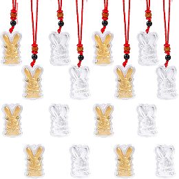 CHGCRAFT 16Pcs 2Colors Gold Rabbit Pendant Necklaces Set with Red Ropes 2023, Golden and Silver