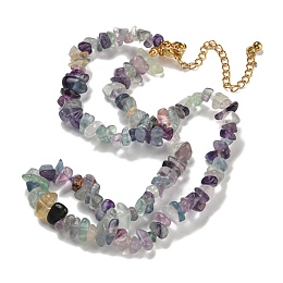 Honeyhandy Natural Fluorite Chips Beaded Necklace, Gemstone Jewelry for Women, 15.75 inch(40cm)