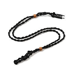 Honeyhandy Braided Wax Rope Cord Macrame Pouch Necklace Making, Adjustable Wood Beads Interchangeable Stone Necklace, Black, 35.43 inch(90cm), 4mm