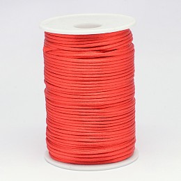 Honeyhandy Polyester Cord, Satin Rattail Cord, for Beading Jewelry Making, Chinese Knotting, Red, 2mm, about 100yards/roll