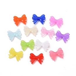 Honeyhandy Imitation Jelly Style Acrylic Beads, Bowknot, Mixed Color, 14x18x4.5mm, Hole: 2mm, about 917pcs/500g