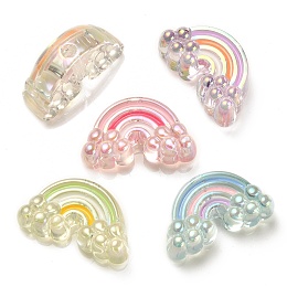 Honeyhandy UV Plating Rainbow Iridescent Acrylic Enamel Beads, Rainbow, Mixed Color, 17x29x11mm, Hole: 3.5mm