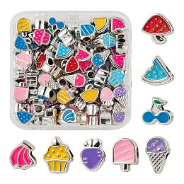 Arricraft 80Pcs 8 Style Food Series UV Plating Acrylic Europen Beads, with Enamel, Large Hole Beads, Strawberry & Watermelon & Banana & Lolly & Mushroom & Cherry & Cupcake & Ice Cream, Mixed Color, 11~14.5x9~13x7~7.5mm, Hole: 4mm, 10pcs/style