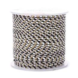 Honeyhandy 4-Ply Cotton Cord, Handmade Macrame Cotton Rope, with Gold Wire, for String Wall Hangings Plant Hanger, DIY Craft String Knitting, Black, 1.5mm, about 21.8 yards(20m)/roll