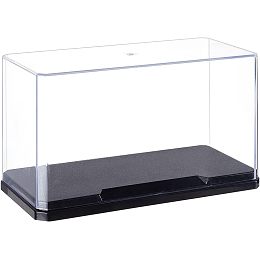 OLYCRAFT Clear Plastic Display Case Display Stand Box Self-Assembl Display Case with Black Base Dust Proof Protection Showcase for Collection Bricks Blocks Models 7x3.5x4 Inch