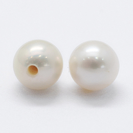Honeyhandy Natural Cultured Freshwater Pearl Beads, Half Drilled, Round, Floral White, 4.5~5mm, Hole: 0.8mm