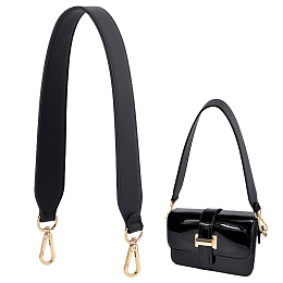 PandaHall Elite Imitation Leather Bag Straps, Wide Bag Handles, with Alloy Swivel Clasps, Purse Making Accessories, Black, 62.5x4x0.35cm