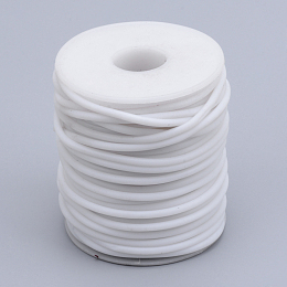 Honeyhandy Hollow Pipe PVC Tubular Synthetic Rubber Cord, Wrapped Around White Plastic Spool, White, 2mm, Hole: 1mm, about 54.68 yards(50m)/roll