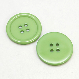 Honeyhandy Resin Buttons, Dyed, Flat Round, Light Green, 30x3mm, Hole: 3mm, 98pcs/bag