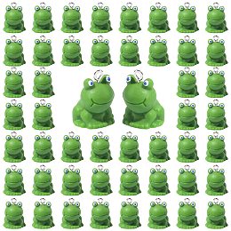 Honeyhandy 50Pcs Opaque Resin Pendants, 3D Frog Charms, with Stainless Steel Color Tone 304 Stainless Steel Loops, Green, 20x14x15mm, Hole: 1.8mm