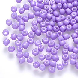 Honeyhandy 8/0 Baking Paint Glass Round Seed Beads, Lilac, 3~3.5x2mm, Hole: 1~1.2mm, about 10000pcs/pound