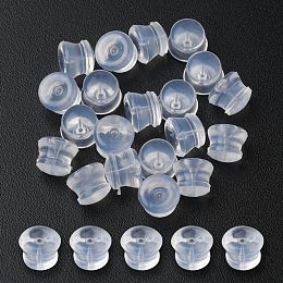 Honeyhandy Silicone Bell Ear Nuts, Earring Backs, for Stud Earring Making, Clear, 5.5x4.5mm, Hole: 1mm