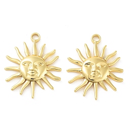 Honeyhandy 304 Stainless Steel Pendants, Real 18K Gold Plated, Sun, 30x24.5x3mm, Hole: 2.5mm