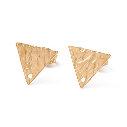 Honeyhandy 304 Stainless Steel Stud Earring Findings, with Hole and Ear Nuts, Triangle Pattern, 10.5x12mm, Hole: 1mm, Pin: 0.6mm