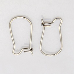 Honeyhandy 316 Surgical Stainless Steel Hoop Earrings, Stainless Steel Color, 21 Gauge, 25x12mm, Pin: 0.7mm