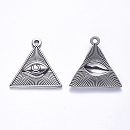 Honeyhandy 304 Stainless Steel Pendants, All Seeing Eye, Stainless Steel Color, 25.5x25x3mm, Hole: 1.8mm