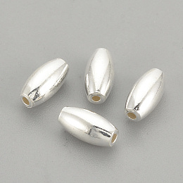 Honeyhandy 925 Sterling Silver Beads, Rice, Silver, 6x3mm, Hole: 0.5mm