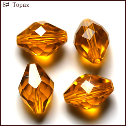 Honeyhandy Imitation Austrian Crystal Beads, Grade AAA, Faceted, Bicone, Orange, 10x13mm, Hole: 0.9~1mm