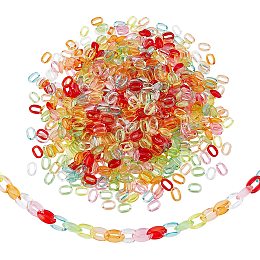 SUPERFINDINGS 800Pcs 8 Colors Transparent Acrylic Linking Rings Quick Link Connectors Hook Chain Links Colored Link Connectors for Jewelry Making