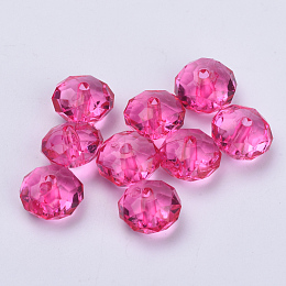 Honeyhandy Transparent Acrylic Beads, Faceted, Rondelle, Medium Violet Red, 22x15mm, Hole: 3mm, about 135pcs/500g
