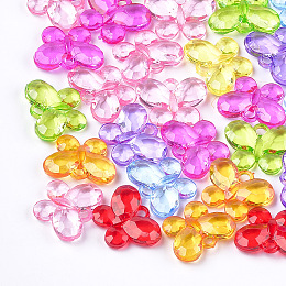 Honeyhandy Transparent Acrylic Pendants, Faceted, Butterfly, Mixed Color, 21x27x6.5mm, Hole: 3mm, about 260pcs/500g