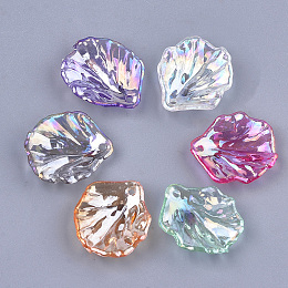 Honeyhandy Transparent Acrylic Pendants, AB Color, Leaf, Mixed Color, 19x17x4~5mm, Hole: 1.2mm, about 1360pcs/500g