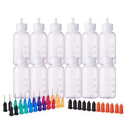 BENECREAT 12 Pack 1 Ounce Multi Purpose DIY Precision Tip Applicator Bottles Set with 24 Tips & 12 Caps - DIY Quilling, Glue Applicator, Oiler Bottle