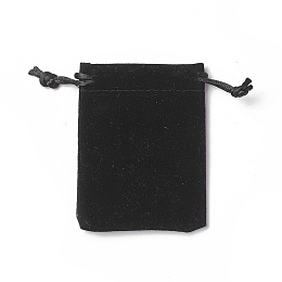 Honeyhandy Velvet Packing Pouches, Drawstring Bags, Black, 9.2~9.5x7~7.2cm