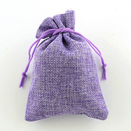 Honeyhandy Polyester Imitation Burlap Packing Pouches Drawstring Bags, Lilac, 13.5x9.5cm