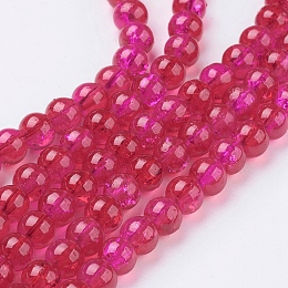 Arricraft Crackle Glass Beads Strands, Round, FireBrick, 6mm, Hole: 1.3~1.6mm, 31.4 inches