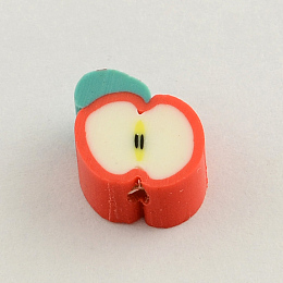 Honeyhandy Handmade Polymer Clay Beads, Apple, Red, 9x10x4mm, Hole: 1.5mm