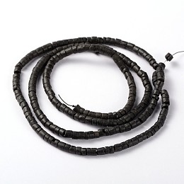 Honeyhandy Natural Coconut Column Bead Strands, Black, 5.5x2~4.5mm, Hole: 1mm, about 179pcs/strand, 23.2 inch