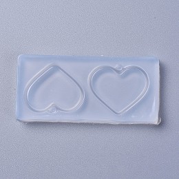 Honeyhandy Pendant Silicone Molds, Resin Casting Molds, For UV Resin, Epoxy Resin Jewelry Making, Heart, White, 30x63x5mm, Heart: 24x28mm, Hole: 2.5mm