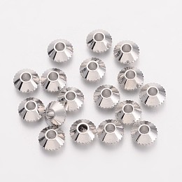 Honeyhandy Brass Spacer Beads, Bicone, Platinum, about 4mm in diameter, hole: 1mm