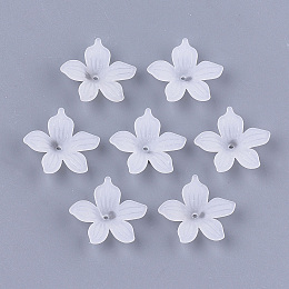 Honeyhandy 5-Petal Transparent Acrylic Bead Caps, Frosted, Flower, Clear, 20x21.5x5mm, Hole: 1.2mm