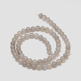 Honeyhandy Natural Agate Beads Strands, Round, Gainsboro, 6mm, Hole: 1mm, about 62pcs/strand, 14.8 inch