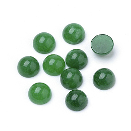 Honeyhandy Natural White Jade Cabochons, Dyed, Half Round/Dome, Green, 6x3~4mm