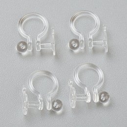 Honeyhandy Plastic Clip-on Earring Findings, for Non-pierced Ears, Clear, 12x10x1.2mm, Hole: 0.7mm, Fit for 0.6mm Rhinestone